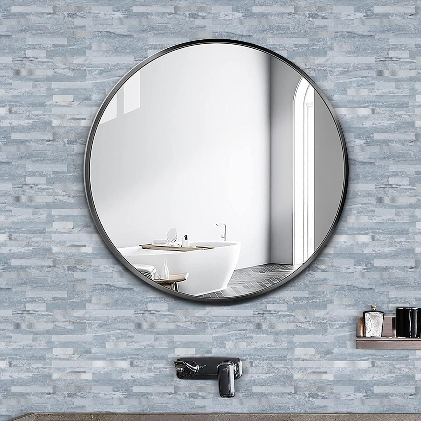 Midcard 20 Sheet Peel and Stick Backsplash, White Marble PVC Wall Tile for Kitchen Backsplash