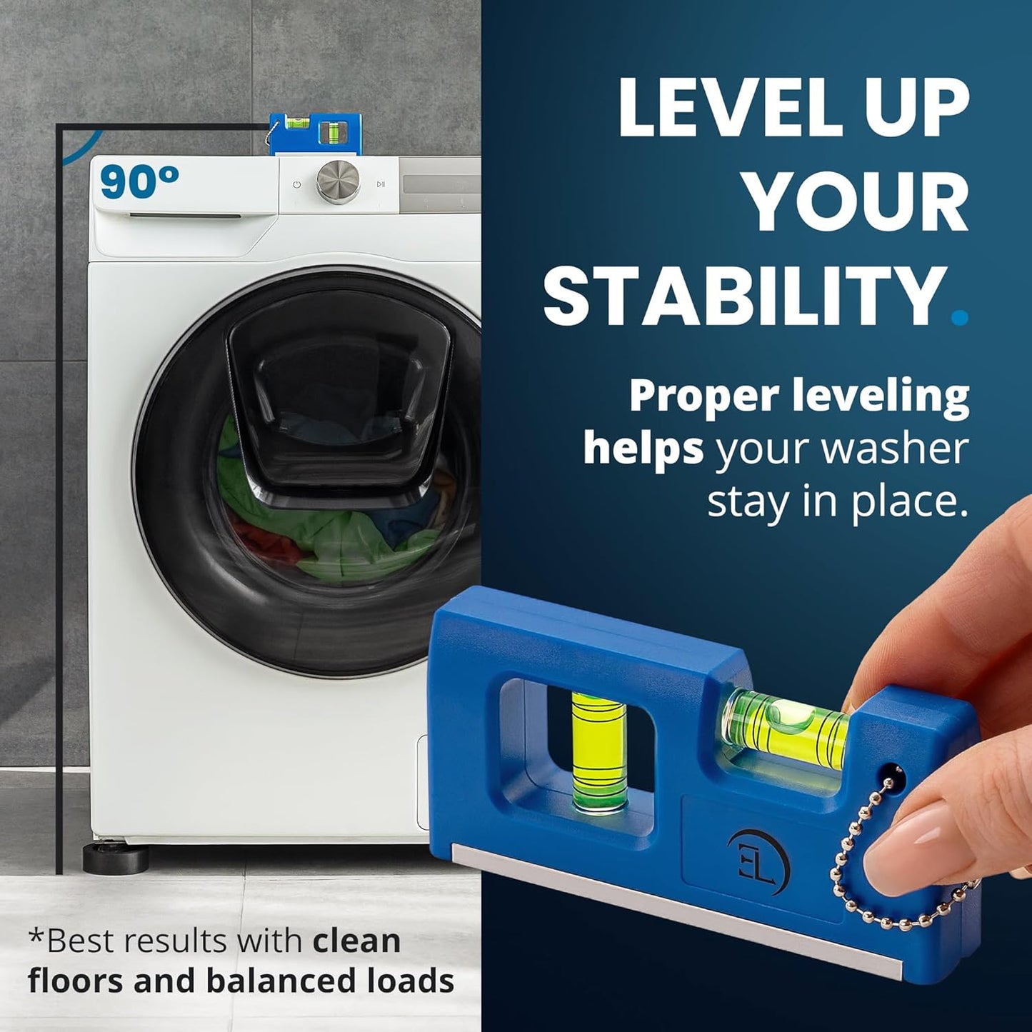 Anti Vibration Pads for Washing Machine with Tank Tread Grip XL | 4 Pack + Level | Stops Washer Dryer from Moving, Protects Floor | Rubber Antivibration Feet Stabilizer for Leveling Washer Machine