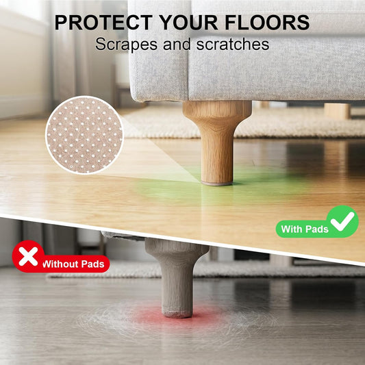 72 PCS Felt Furniture Pads, 0.2 Inch Thick Self Adhesive Furniture Floor Protectors, Round and Rectangle Felt Pads for Chair Legs, Furniture Leg Protectors for Hardwood Floors, Anti Scratch, Beige