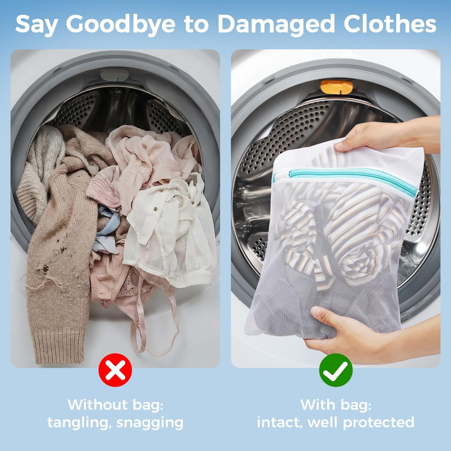 BAGAIL Laundry Bags Mesh Wash Bag for Intimates Lingerie and Delicates, 5Pcs (1XL,2L,2M)