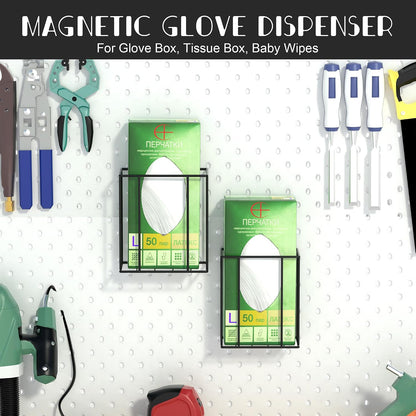 Alyoen Magnetic Glove Box Holder Wall Mount, Disposable Glove Dispenser, Rubber Latex Tissue Box Organizer for Tool Garage Workshop Kitchen