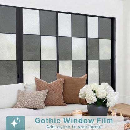 Niviy Frosted Glass Window Privacy Film Decorative, Static Cling Bathroom Window Frosting Film Day and Night Windows Cling Home Glass Door Cover, 17.5 inch x 78.7 inch