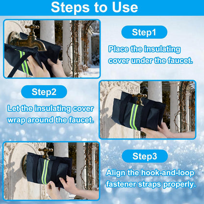 2Pcs Outdoor Faucet Cover for Winter Freeze Protection Outside Insulated Spigot Socks Freeze Miser Reusable Hose Bib Cover Waterproof Water Faucet Insulation Wrap with Reflective Strip for Garden Yard