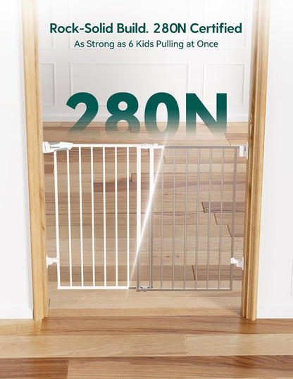Babelio Baby Gate for Stairs, Kitchen & Doorways, No Bottom Bar| One-Handed Operation| Auto-Close| Hardware Mount (Drill Needed) Safety Dog/Pet Gate (Black - B17, 26-43" W, 28" H)