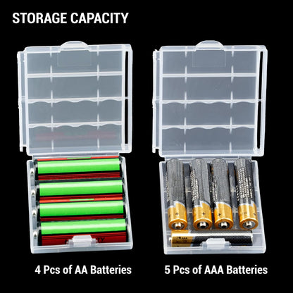 IFAMIO 10 Pack Battery Storage Organizer Case - Transparent AA/AAA Cell Battery Holder Cases Protective Plastic Container Box for Home, Garage, Office, Travel