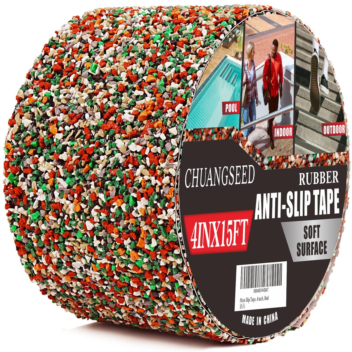 CHUANGSEED Anti-Slip Tape 2" x15ft - Waterproof Blue Safety Grip Tape for Stairs, Pool, Bathroom, Outdoor Steps - Heavy Duty Non-Slip Traction Strip
