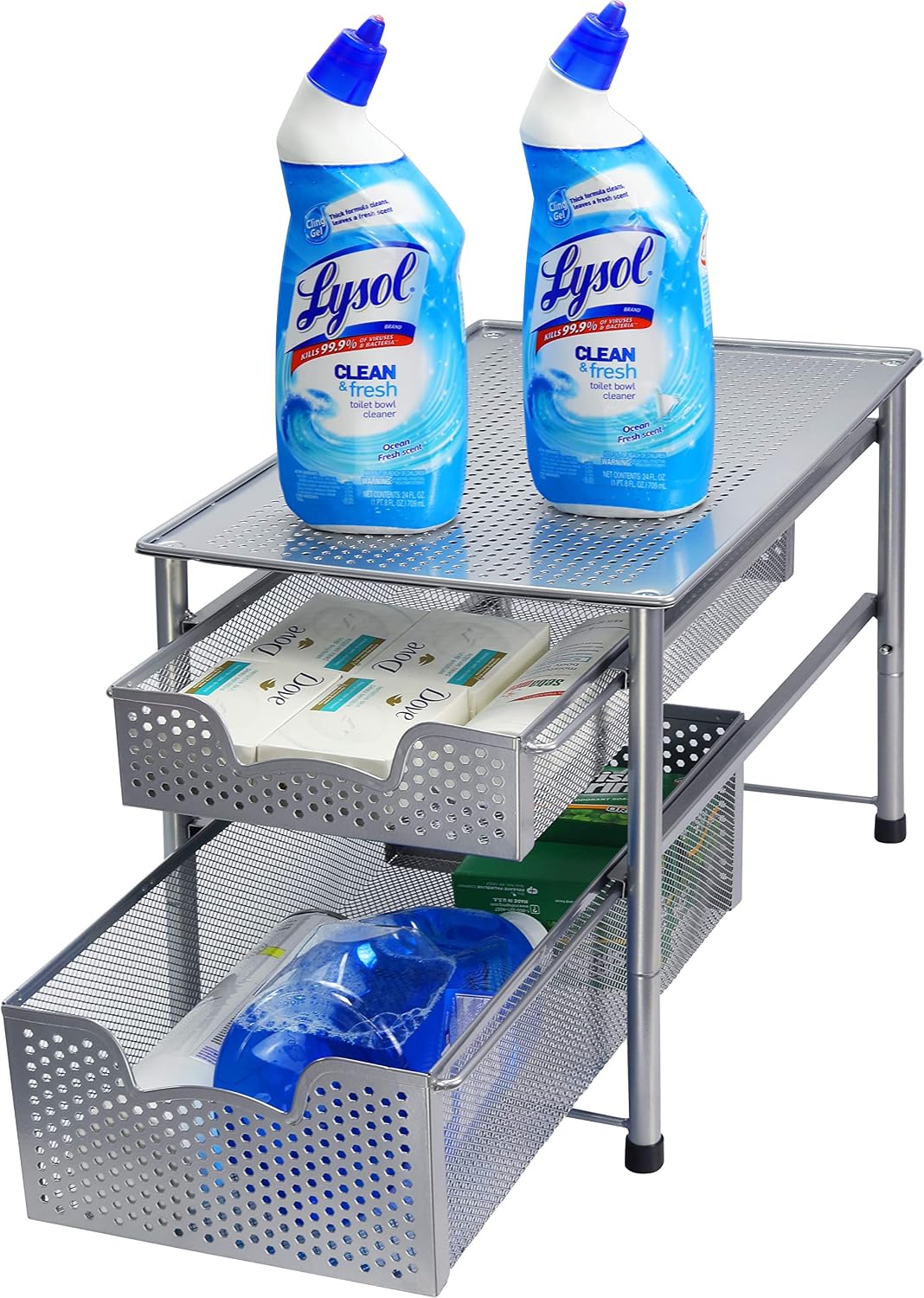 Simple Houseware Stackable 2 Tier Sliding Basket Organizer Drawer, White