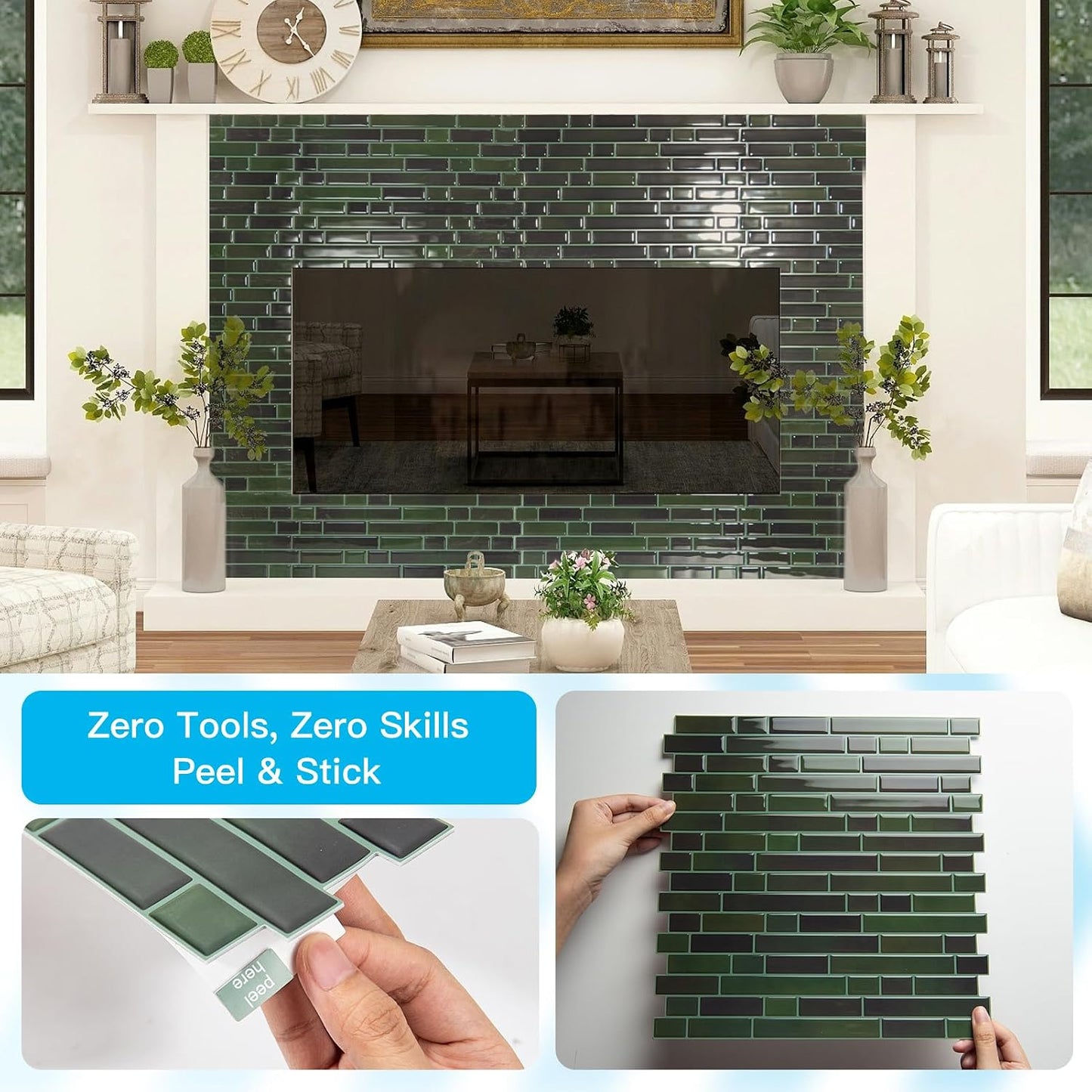 Art3d 10-Sheet Heavy-Duty Peel and Stick Backsplash, Waterproof Wall Tiles Stick on Kitchen Backsplash Living Space, Beige & White