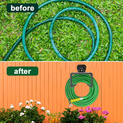 Metal Garden Hose Holder, Heavy Duty Wall Mount Hose Hanger for 150 FT | Rust-Resistant Wall Mount Hose Holder for Garden, Water & Expandable Hoses, Garage, Patio, Yard, Shed & Outdoor Storage