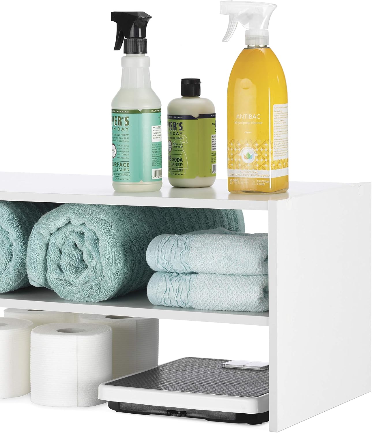 Whitmor Wood Stackable 2-Shelf Shoe Rack, White, 24 inches