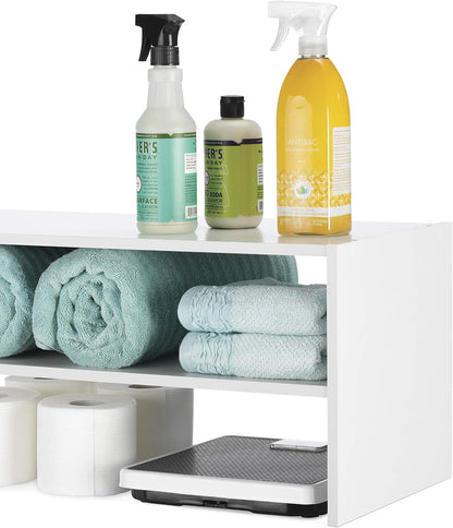 Whitmor Wood Stackable 2-Shelf Shoe Rack, White, 24 inches