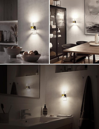L LOHAS LED Night Light,Dimmable Night Lights Plug into Wall, 2 Pack Acrylic Nightlight with 0-100 LM Adjustable Brightness, 3000K Plug in Night Light with Dusk to Dawn Sensor, for Bathroom Hallway