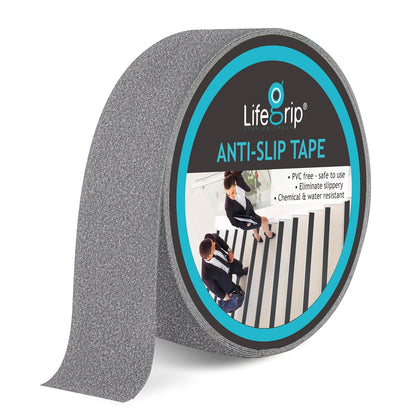Lifegrip Anti Slip Tape, 4 Inch x 15 Foot Non-Slip Traction Grip Tape for Stairs, Waterproof Stair Treads Grip Non Slip, Non Skid Tape for Steps, Outdoor Black Grip Tape (4" X 15')