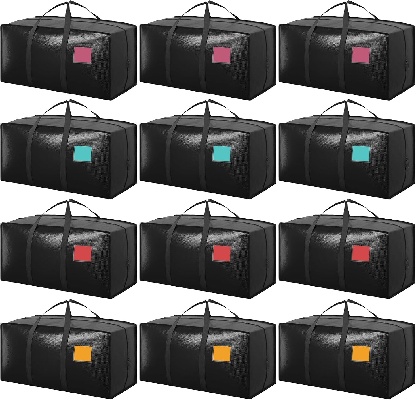 6 Pack Moving Bags Heavy Duty 210GSM with Full-Open Side Zipper, 93L 220lbs Waterproof Foldable Storage Totes for College Dorm Move-In, Moving Boxes Alternative & Home Organization, Blue