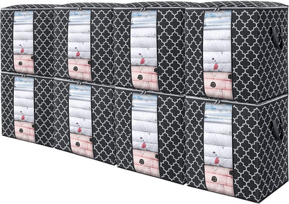 WISELIFE Storage Bags 3 Pack/100L Large Blanket Clothes Organization and Storage Containers for Comforters,Bedding, Foldable Organizer with Reinforced Handle, Clear Window, Sturdy Zippers,Gray