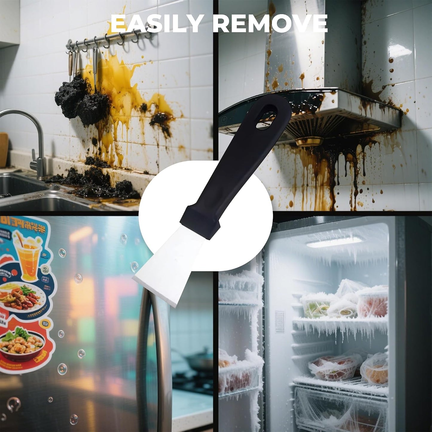 Glass Stove Curved Edge Scraper Flexible Black Straight Tool for Grease and Residue Removal