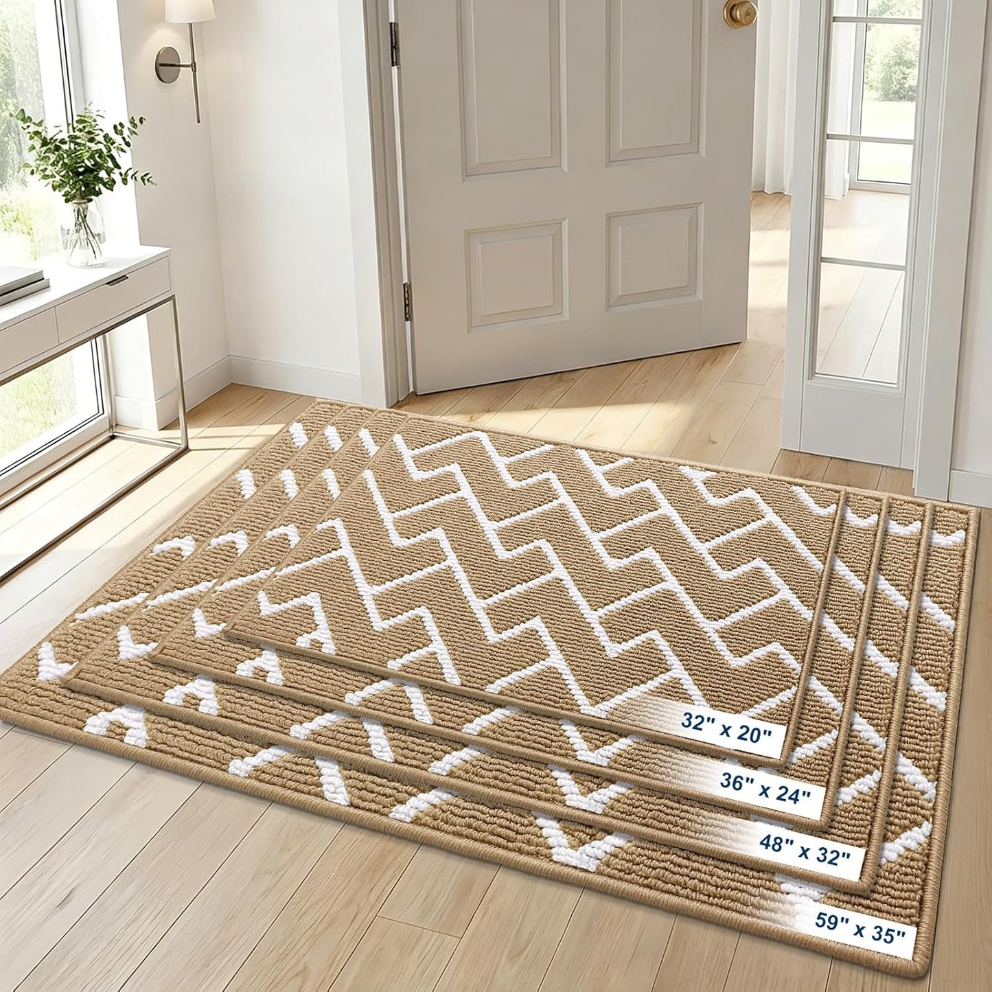 OLANLY Front Door Mat, Non-Slip Rubber Backing, Dirt Resistant and Absorbent, Washable, Easy to Clean Low-Profile Indoor Doormat for Back Door, Entryway, Inside Entrance, 32x20, Grey