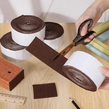 Zonon 4 Rolls 120 Inch Felt Strip with Adhesive Backing Felt Tapes Furniture Strip Rolls Self Stick Heavy Duty Polyester for Protecting Furniture and DIY Adhesive(Black,0.5 Inch)