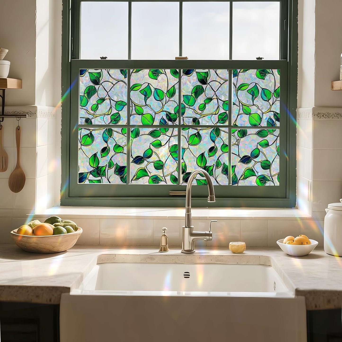 SOMWISE Frosted Glass Window Film, Heat Insulation, UV Block, Anti-Glare, One Way Privacy Tint, Static Cling for Home Bathroom Door, Renter Friendly, Day & Night Privacy