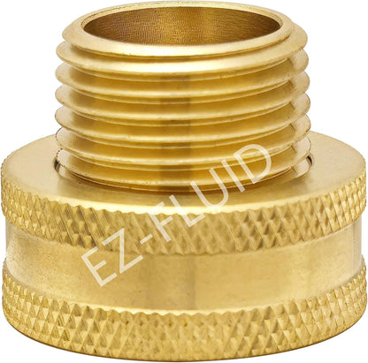 (1) EZ-FLuid 3/4" FHT Female Garden Hose Wye Two way Splitter, Heavy Duty Brass Hose Y Splitter with 1/4Turn Shutoff Ball Valve,2-way 3/4"GHT Threads Connector For outside faucet and hose bibb spigot