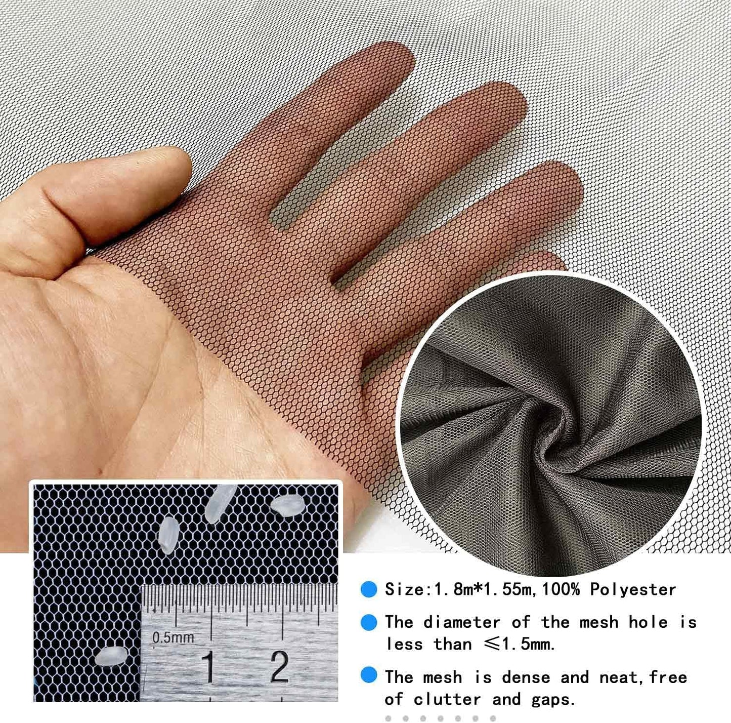 DIY Window Screen Curtain, 2 Packs of Mesh Netting 51 * 61 inches with [Upgrade] Self-Adhesive Hook Tapes & Cutter, Suitable for Multiple Windows, White (Set of 2)