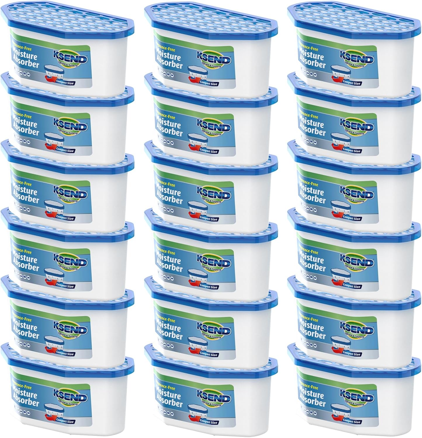 Ksend Moisture Absorbers, 12 Pack, Compact Dehumidifier for Closet, Efficient Humidity Absorber Boxes, Moisture Absorber for Closet, Odor Eliminator with Fragrance Free, Blue, 6.4oz, 300ml