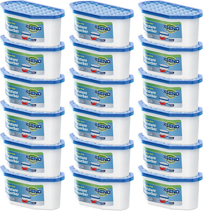 Ksend Moisture Absorbers, 12 Pack, Compact Dehumidifier for Closet, Efficient Humidity Absorber Boxes, Moisture Absorber for Closet, Odor Eliminator with Fragrance Free, Blue, 6.4oz, 300ml
