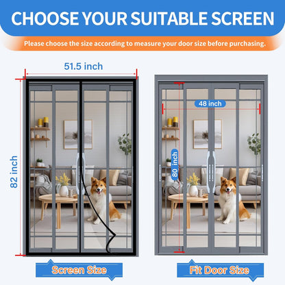 Upgraded PET Mesh Magnetic Screen Door Stronger Than Fiberglass and Polyester,Hands Free,Keep Bugs Out,Pet & Kid Friendly,Suitable for Sliding Doors,Patio and French Doors-72" X 80"