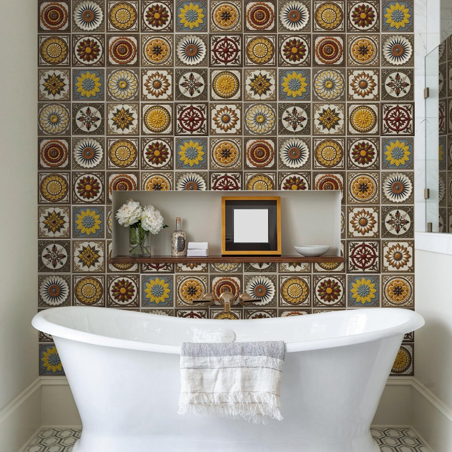Peel and Stick Backsplash Tile Sticker for Kitchen and Bathroom Walls - 24 Removable 5.9"x5.9" Tiles, Waterproof