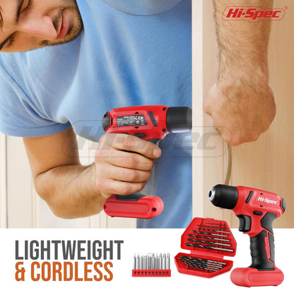 Hi-Spec Pink Tool Set with 8V Drill Set. Complete Cordless & Rechargeable USB Electric Drill Driver Kit for Women, Home DIY Repair & Maintenance, in a Compact Toolbox.