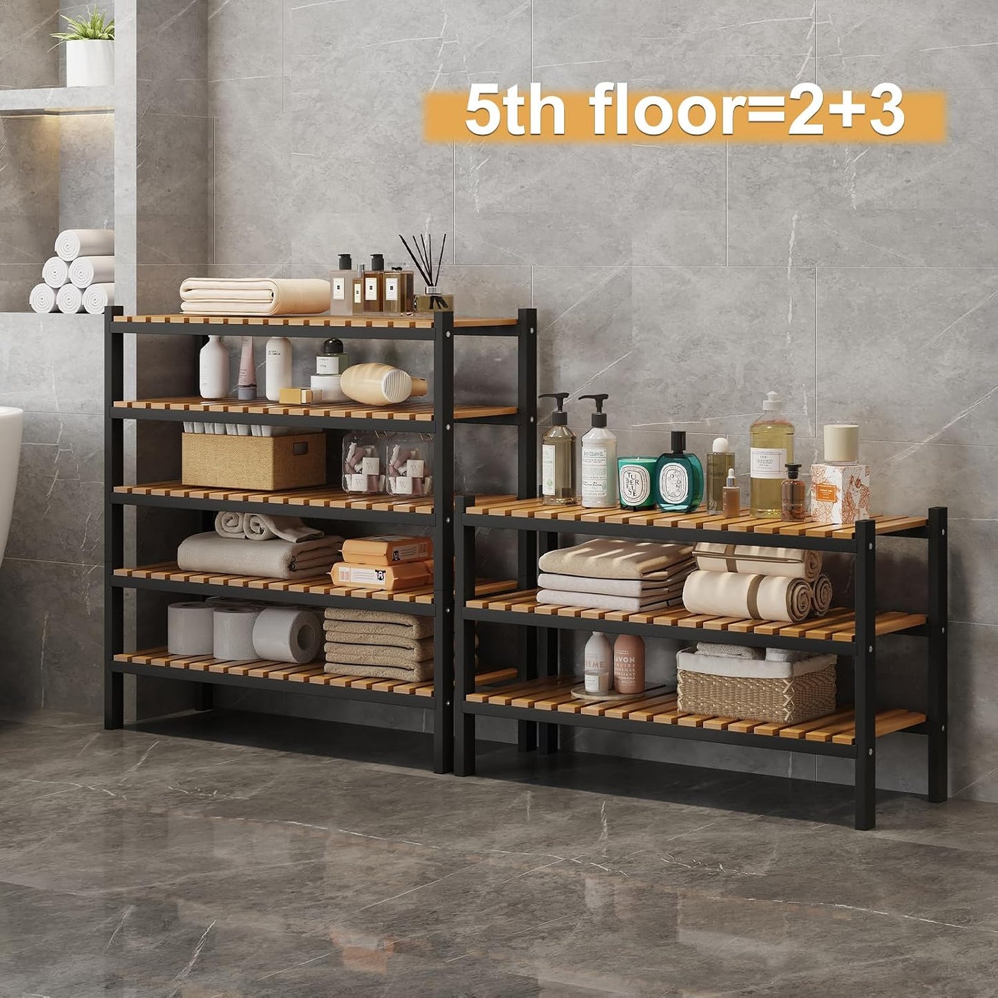 Bamboo Shoe Rack Organizer for Closet and Entryway - Space-Saving Narrow Shoe Stand - Versatile Shoe Holder for Door or Closet Shelf, Garage Bedroom can Freely Stack DIY Small Shoe Racks 3 Tier