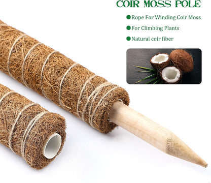 Augshy Moss Pole, 27 Inch Moss Poles - 2Pcs 17 Inch Plant Stakes Moss Sticks for Monstera Indoor Creepers Plant Support Extension Climbing Plants