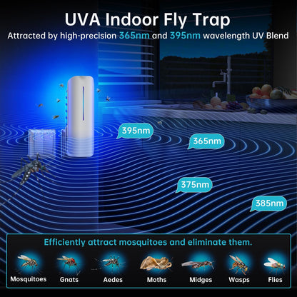 Flying Insect Trap Plug in Mosquito Bug Zapper Indoor Gnat Moth Catcher with 9W Night UV Light, 10 Sticky Glue Board Refills for Home Office