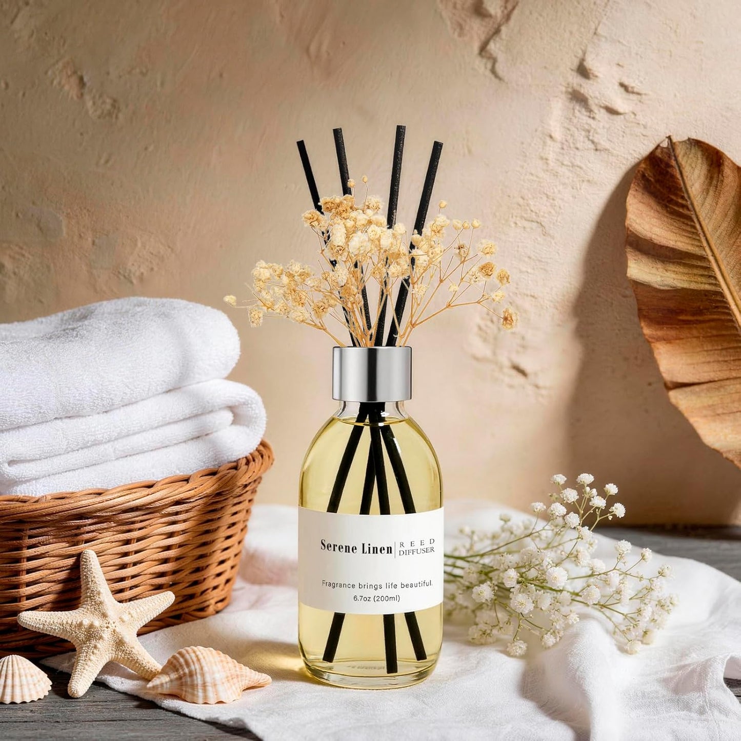Clesh Reed Diffuser Set, 6.7 oz Eucalyptus Scented Diffuser with Sticks, Home Fragrance Reed Diffuser for Bathroom Shelf Decor