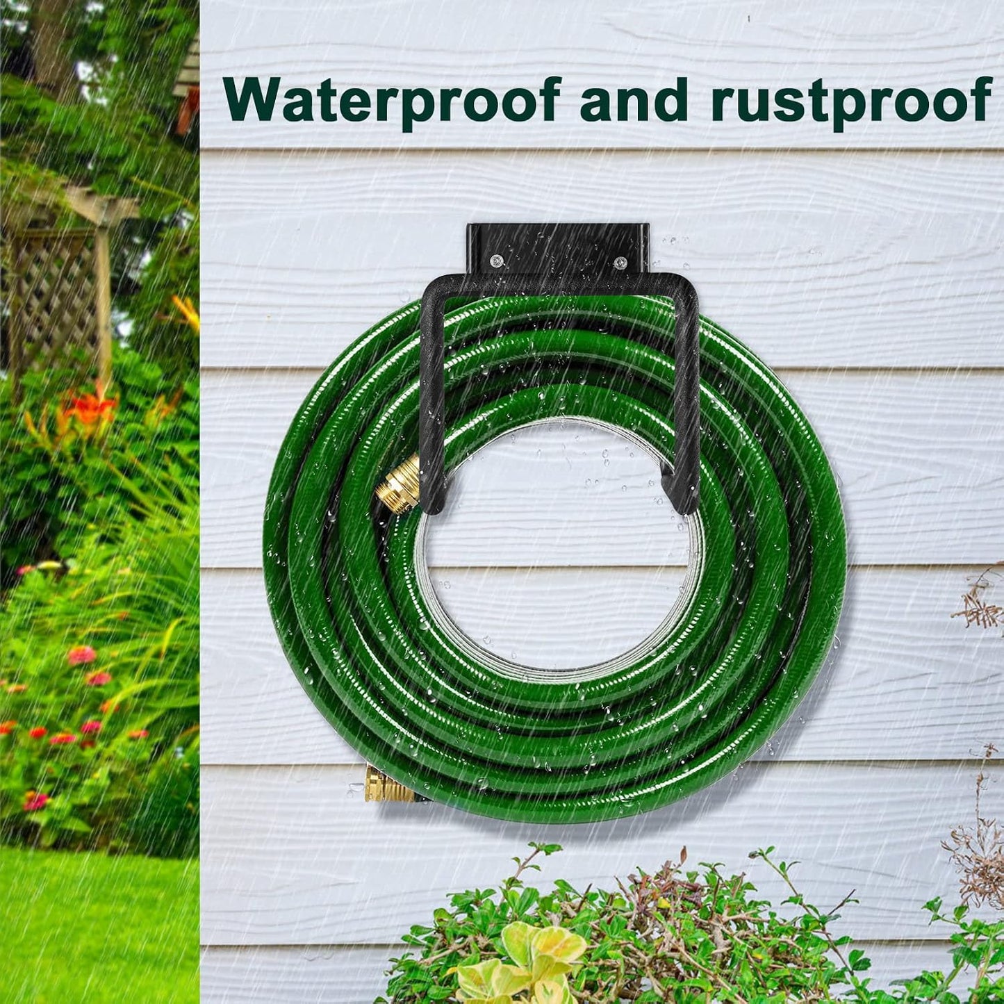 Metal Garden Hose Holder, Heavy Duty Wall Mount Hose Hanger for 150 FT | Rust-Resistant Wall Mount Hose Holder for Garden, Water & Expandable Hoses, Garage, Patio, Yard, Shed & Outdoor Storage