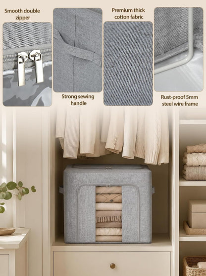 punemi Comforter Storage Bag, Large Blanket Storage Bags with Sturdy Structure, Zipper & 2 Handles for King/Queen Comforters, Quilts, Duvets, Pillows, Bedding and Clothes, 21.7x14.2x11.8in, 2 Pack