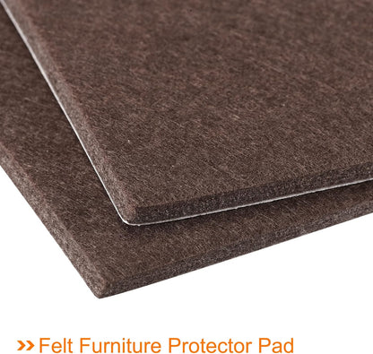 uxcell Felt Furniture Pads, 1.5-inch x 1-inch Self Adhesive Cuttable Anti Scratch Square Floor Protectors for Furniture Legs Hardwood Floor, Brown 16Pcs