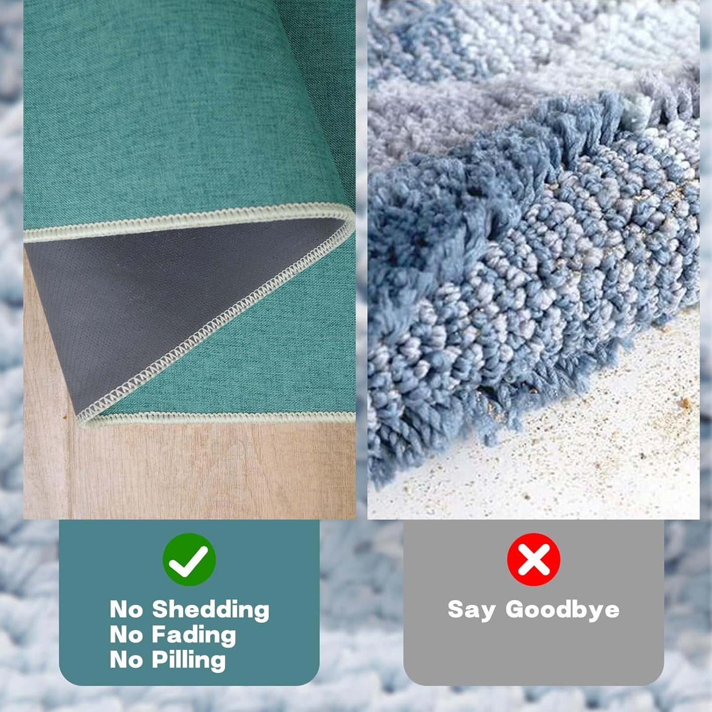 Yancorp 16"x26" Ultra Thin Bathroom Rugs,Low Profile Bath Rug,Rubber mat,Fit Under Door,Non Slip,Machine Washable Shower Rug,Dark Grey