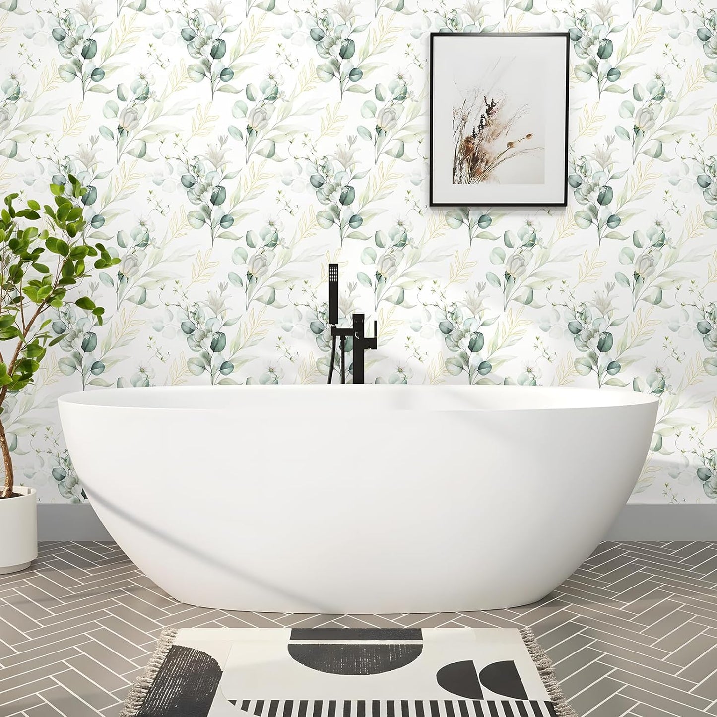 Removable Peel and Stick Wallpaper Boho 17.5 x 118 in Floral for Bedroom Bathroom Easy Peel Off Stick on Wallpaper Contact Paper Renter Friendly Wall Paper