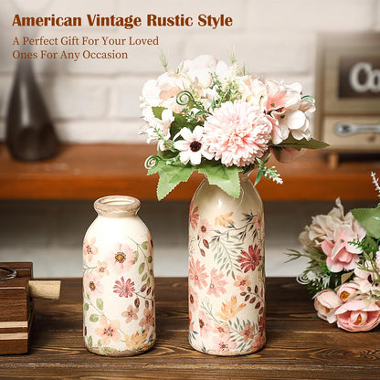 2 Pcs Ceramic Small Vase Rustic Farmhouse Vase Boho Vases Home Decoration for Your Kitchen Bedroom Office Bathroom & Shelf Centerpiece Table Decorative(Simplicity)