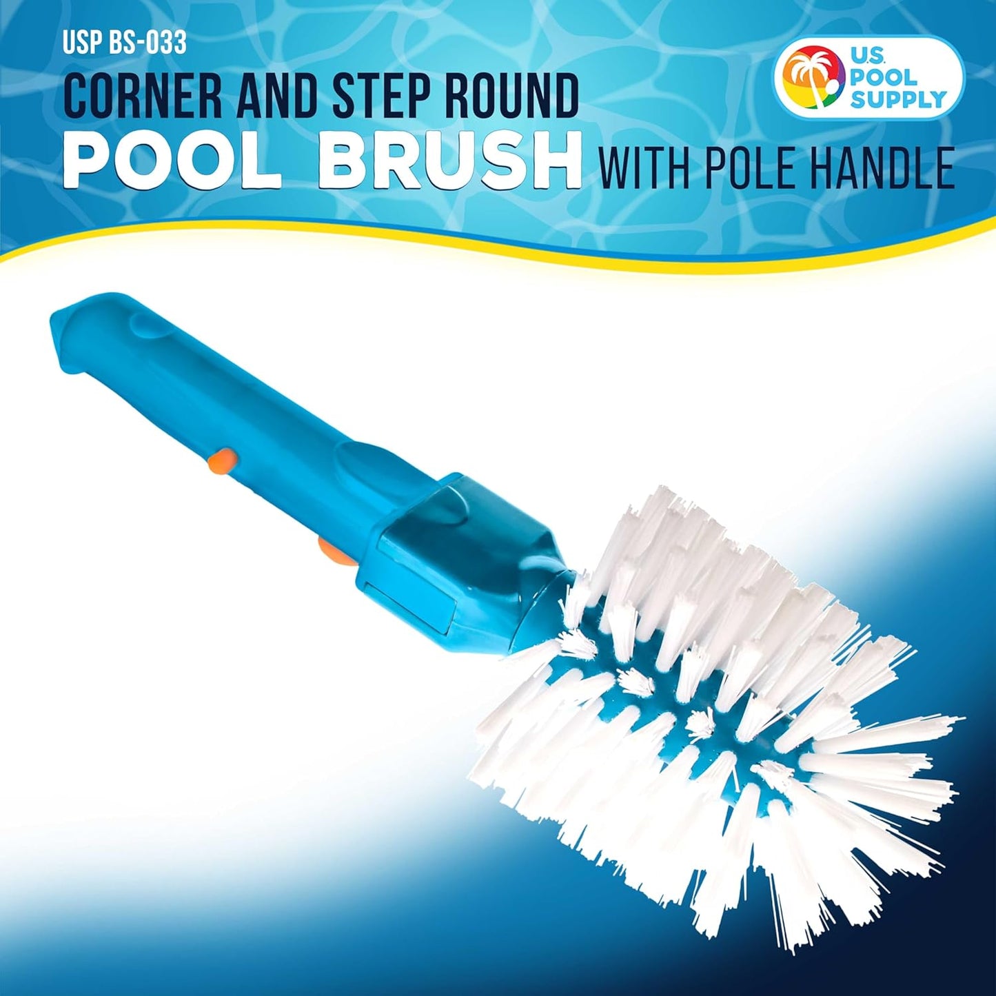 U.S. Pool Supply Pool Brush Head for Inground Pools, Hot Tub, Spa - Corner and Step Pool Scrubber Brush with 180° Handle Rotation, Scrub Bristles - Cleaning Debris - Above Ground Swimming, Bathroom