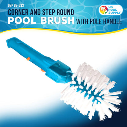 U.S. Pool Supply Pool Brush Head for Inground Pools, Hot Tub, Spa - Corner and Step Pool Scrubber Brush with 180° Handle Rotation, Scrub Bristles - Cleaning Debris - Above Ground Swimming, Bathroom