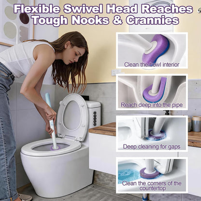 RV Toilet Brush, RV Accessories, Wall Mount Toilet Brush, 64 Toilet Refills | Hands Free Toilet Brush, One-Button Release, RV Toilet Brush and Holder Set, Compact Design, Camper Bathroom Accessories