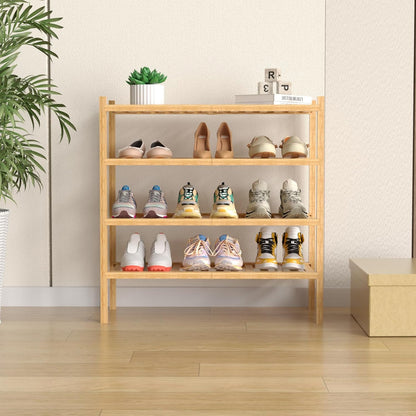 ROMGUAR CRAFT 3 Tier Bamboo Shoe Rack for Closet Free Standing Wood Shoe Shelf Storage Organizer for Entryway Small Space Stackable 27"x11"x20" (Natural)