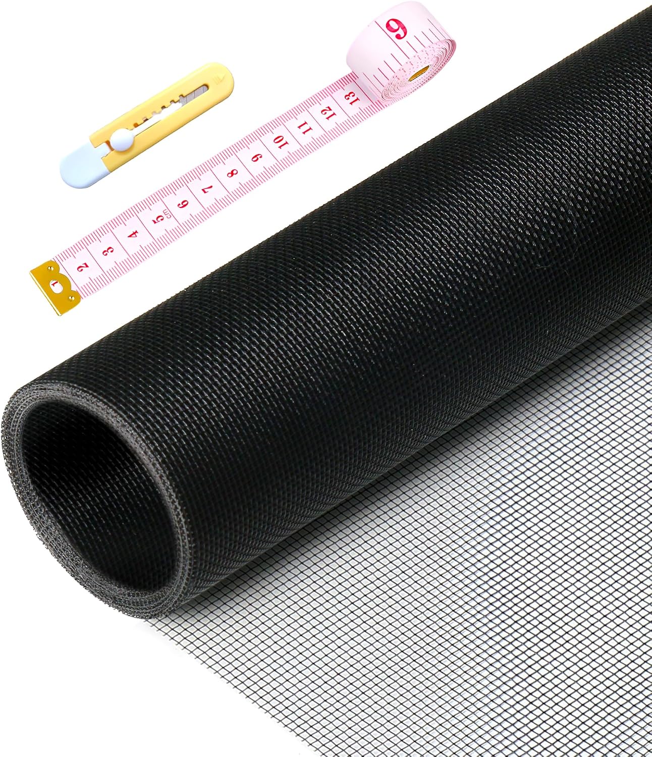 Pet Proof Window Screen Replacement Kit,39" W x 118" L Durable Window Screen Mesh for Patio Porch Door Windows with Rolling Tool and Screen Retainer Spline