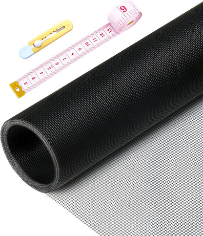 Pet Proof Window Screen Replacement Kit,39" W x 118" L Durable Window Screen Mesh for Patio Porch Door Windows with Rolling Tool and Screen Retainer Spline