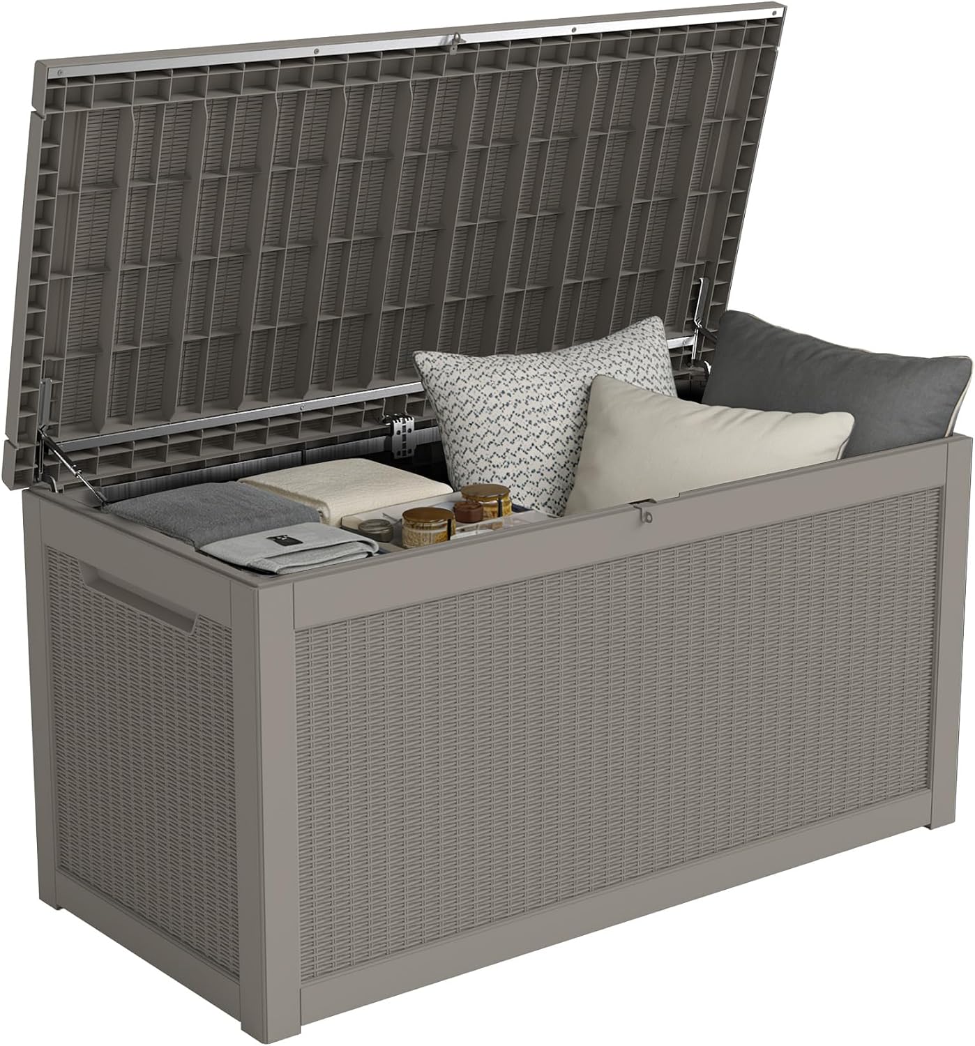 Outdoor Storage Box 325GAL Waterproof Resin Deck Box,Pool Accessories Supplies，UV-Resistant Lockable Package Delivery Bin for Garden Tools,Large Patio Outside Cushions,Chest,Furniture,Black