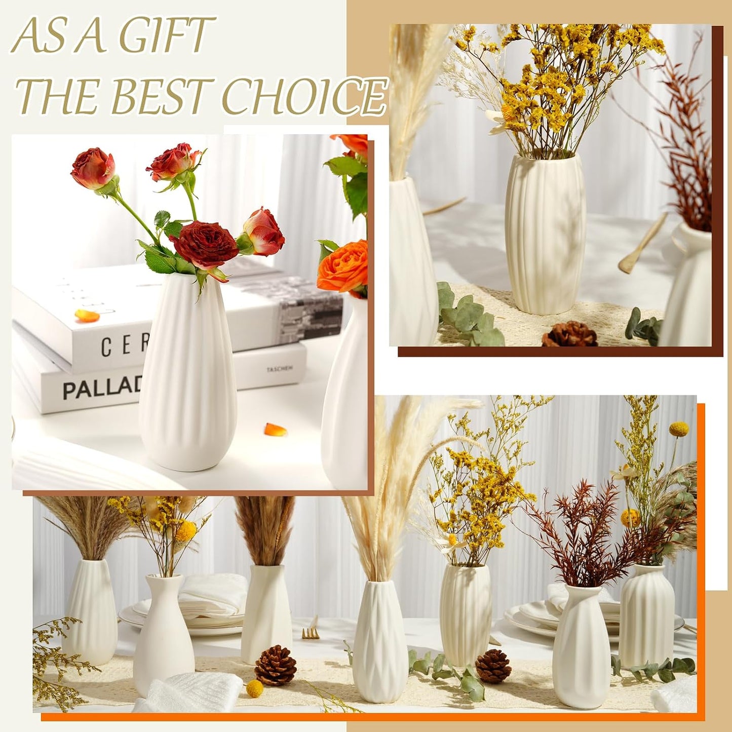 Ceramic Bud Vases, Set of 12 White Vases for Centerpieces Small Vase for Flowers Mini Ceramic Vases for Pampas Grass VAse Bulk for Wedding Table Centerpieces Decoration Boho Home Decor DIY Gift