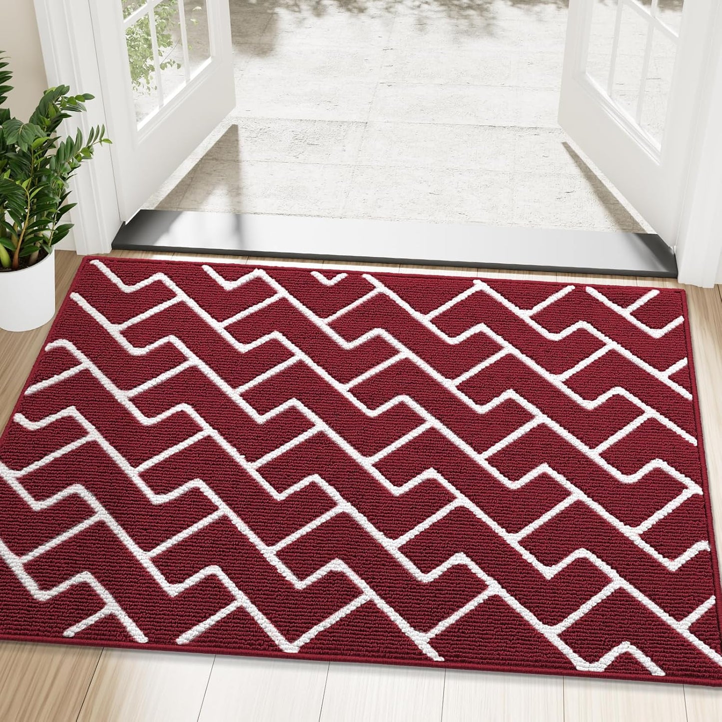 OLANLY Front Door Mat, Non-Slip Rubber Backing, Dirt Resistant and Absorbent, Washable, Easy to Clean Low-Profile Indoor Doormat for Back Door, Entryway, Inside Entrance, 32x20, Grey