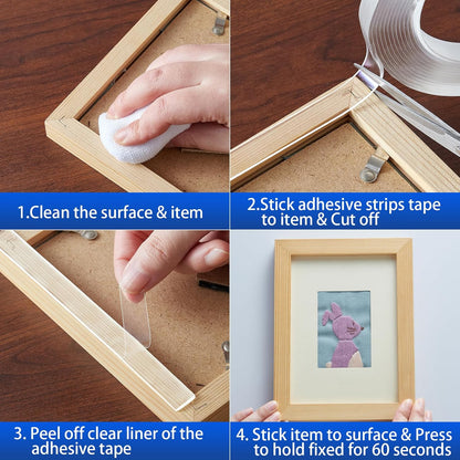 Nano Strong Mounting Adhesive Tape Double Sided Tape Heavy Duty Removable Clear Two Sided Double Stick Wall Tape 1/2in*10ft